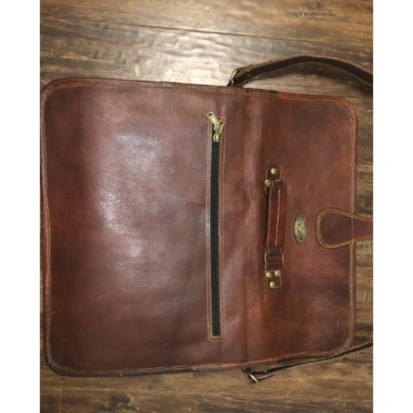 Leather Briefcase Laptop Bag 16-Inch – Handmade Messenger  16 Inch Vintage Handmade Leather Messenger Bag Laptop Briefcase For Men